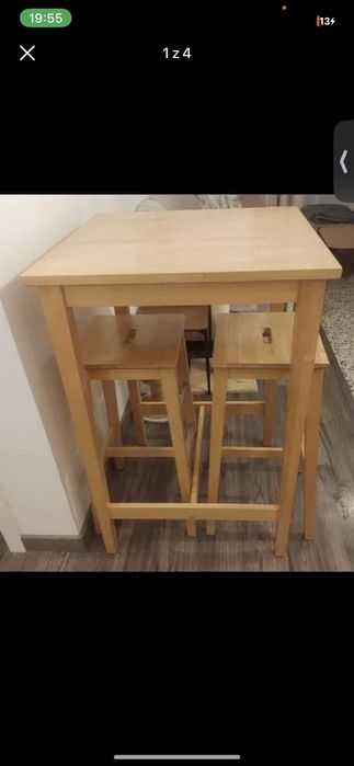 Stół barowy z hokerami Ikea