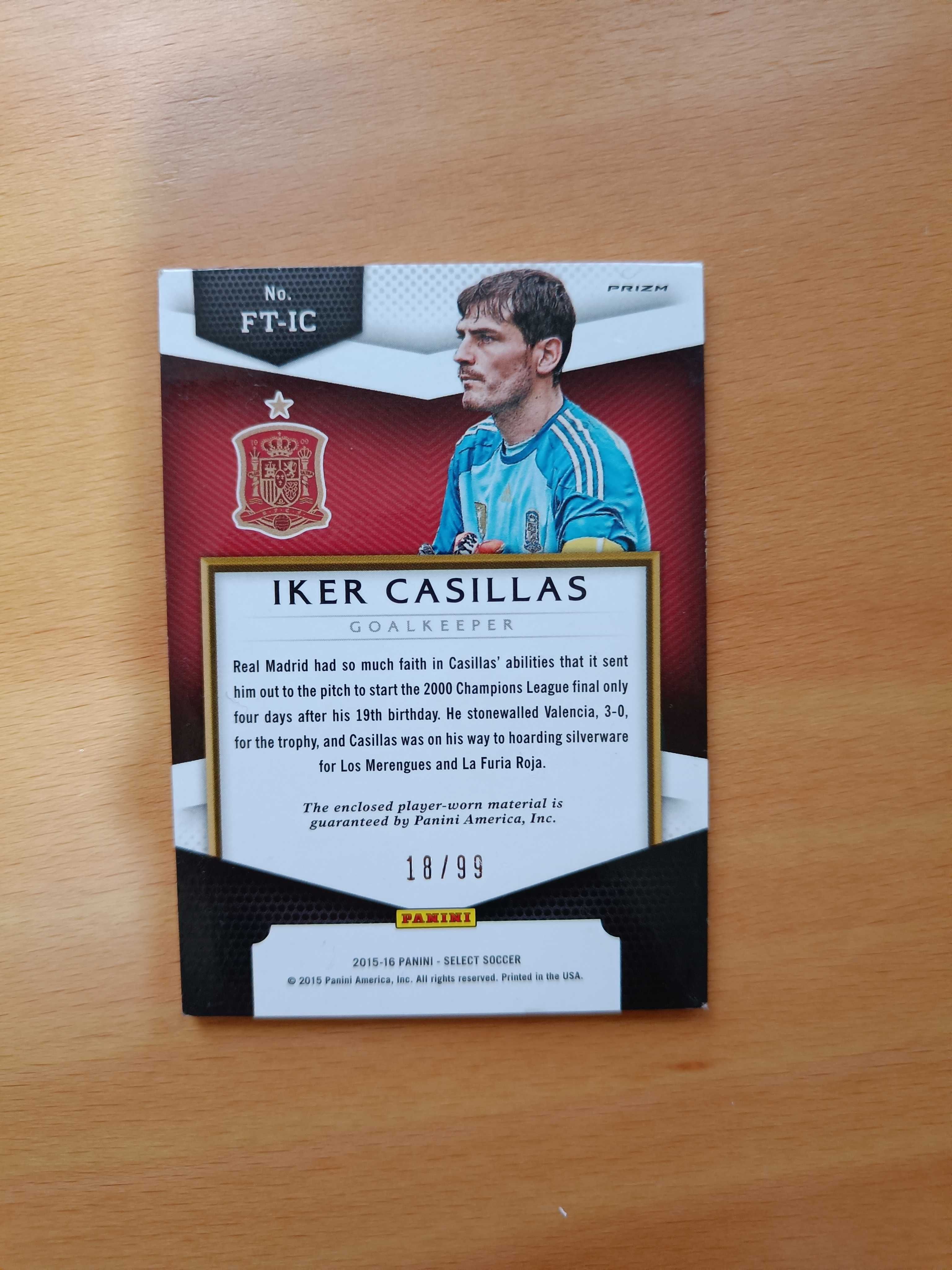 Iker Casillas 2015-16 Panini Select Soccer FT-IC First Team 18/99