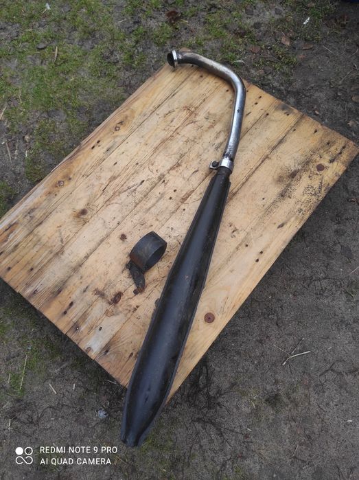 Ładny oryginalny tłumik wydech WSK 125 kolanko obejmy uchwyt kpl 2.168