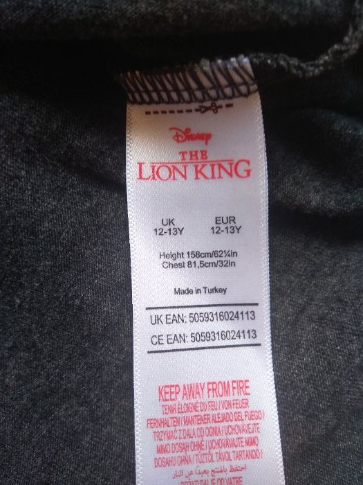 Стильная короткая футболка с золотой надписью 12-13 152/158 Disney