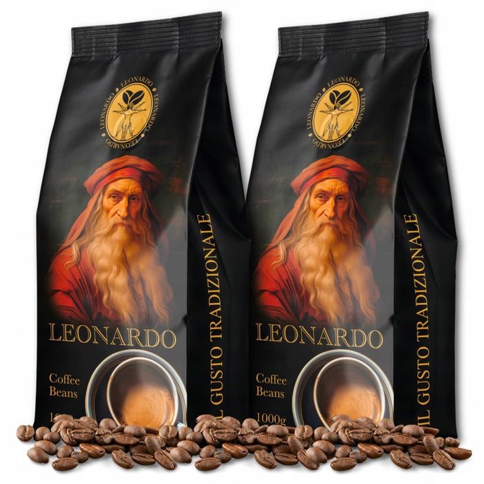2x 1KG Kawa ziarnista LEONARDO Kawa mieszana PYSZNA do ekspresu