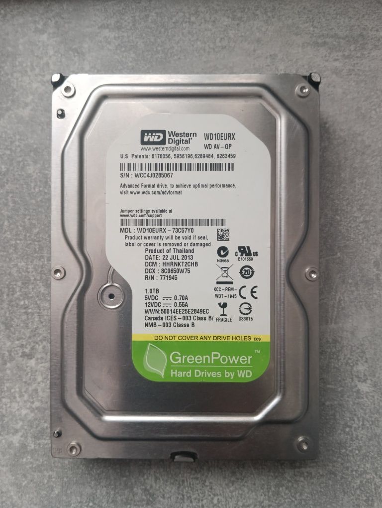 Жосткий диск WD Green на 1 терабайт