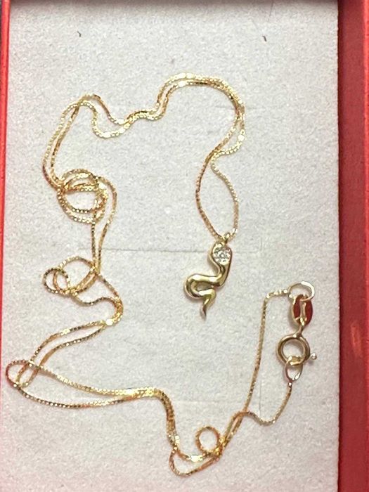 Colar - Serpente com diamante - 18 K  - 0.01ct. tw. Diamante (Natural)