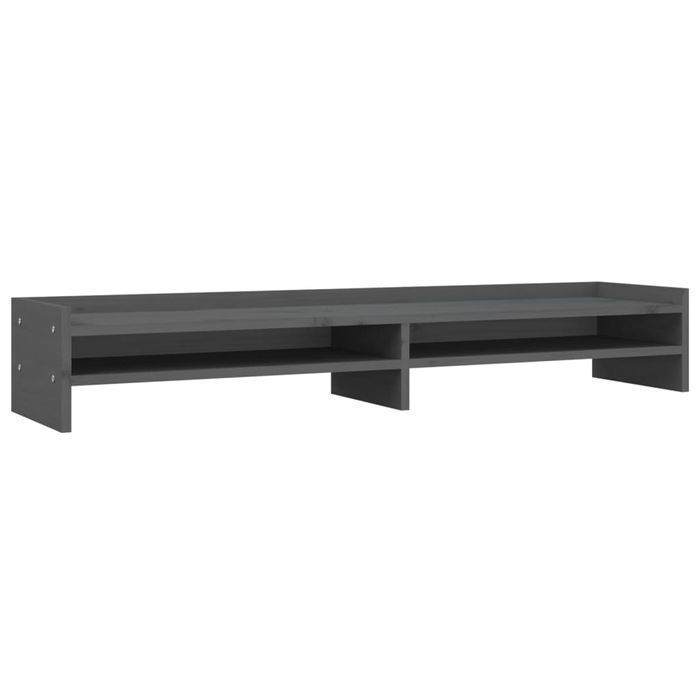 Vidaxl Podstawka Na Monitor, Szara, 100X24X16 Cm, Lite Drewno Sosnowe