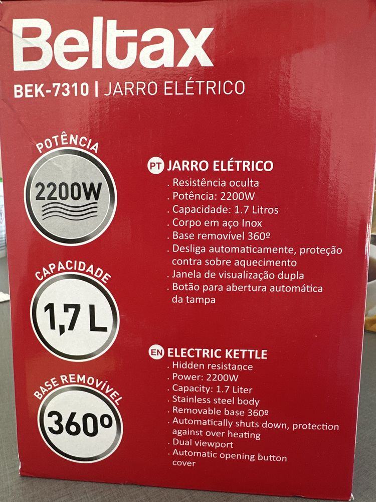 Jarro elétrico Beltax novo BEK-7310