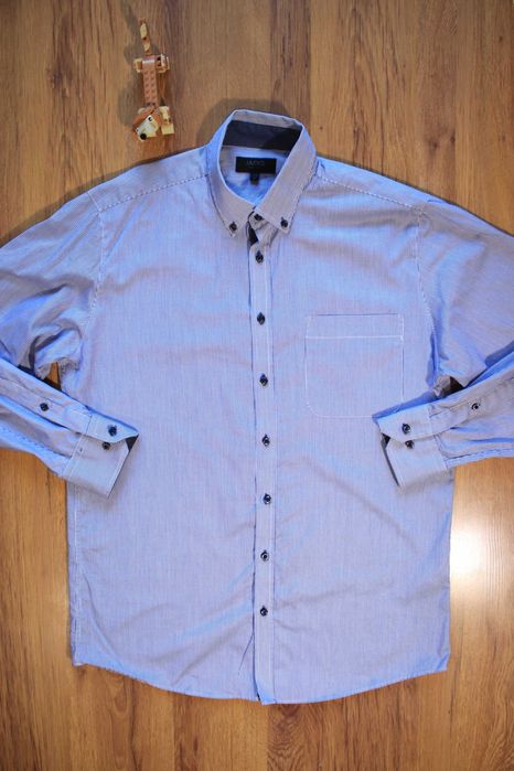 Koszula Jacks r. M 39/40 męska biało-nieb dł rękaw bawełna w paski