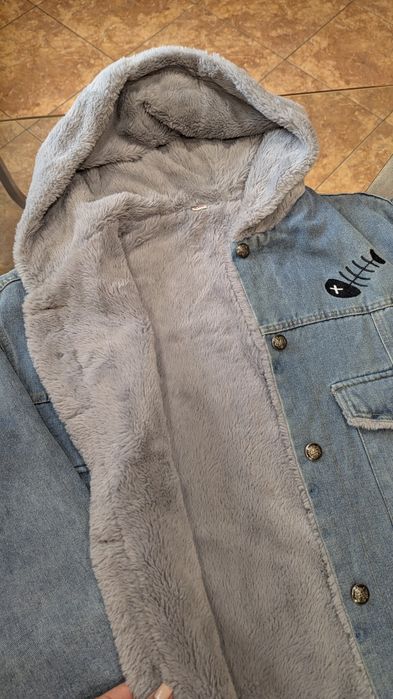 Женская джинсовая куртка QDNIXILA синяя свободного кроя