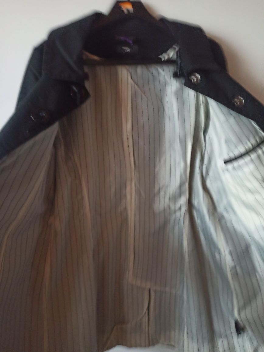 H&m płaszcz trencz czarny 42 44 XL XXL bawełniany na podszewce