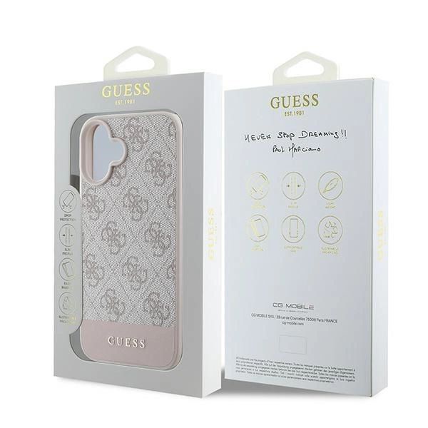 Etui Guess 4G Bottom Stripe na iPhone 16 Plus 6.7" - różowe