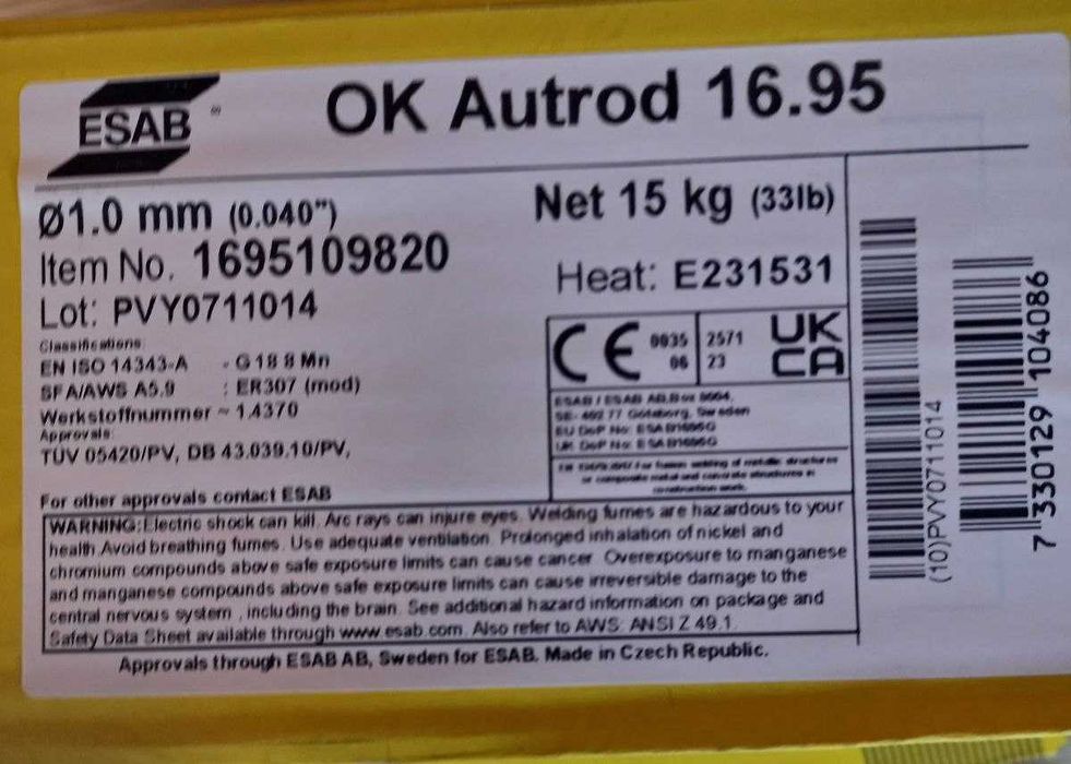 Зварювальний дріт ESAB OK AUTROD 16.95 1.0 мм 15 кг