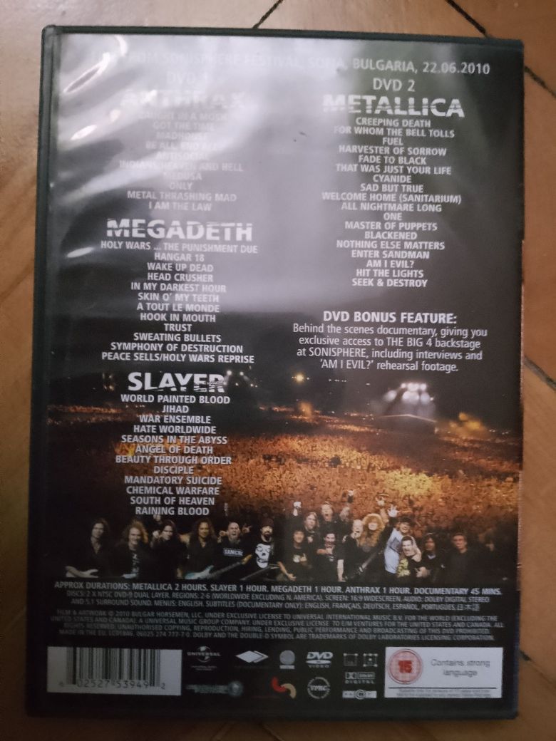 The Big Four Metallica Slayer Megadeth Anthrax Live in Sofia DVD