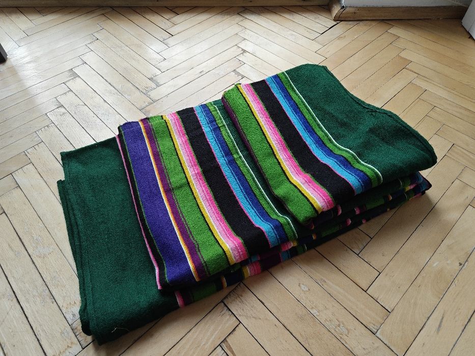 Narzuta, koc wełniany ludowy wzór 210x140