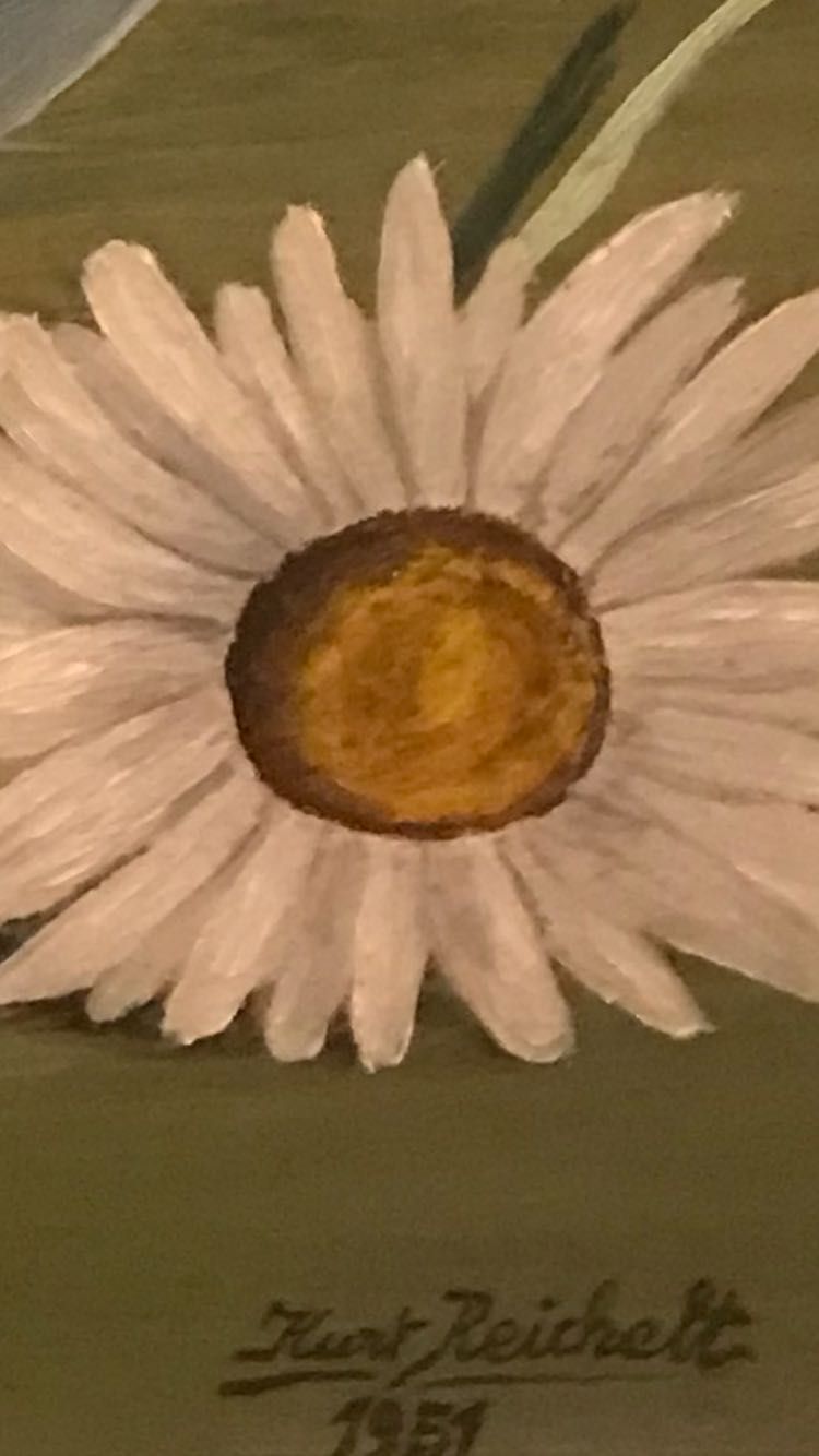 Obraz kwiaty olejny sygnowany.