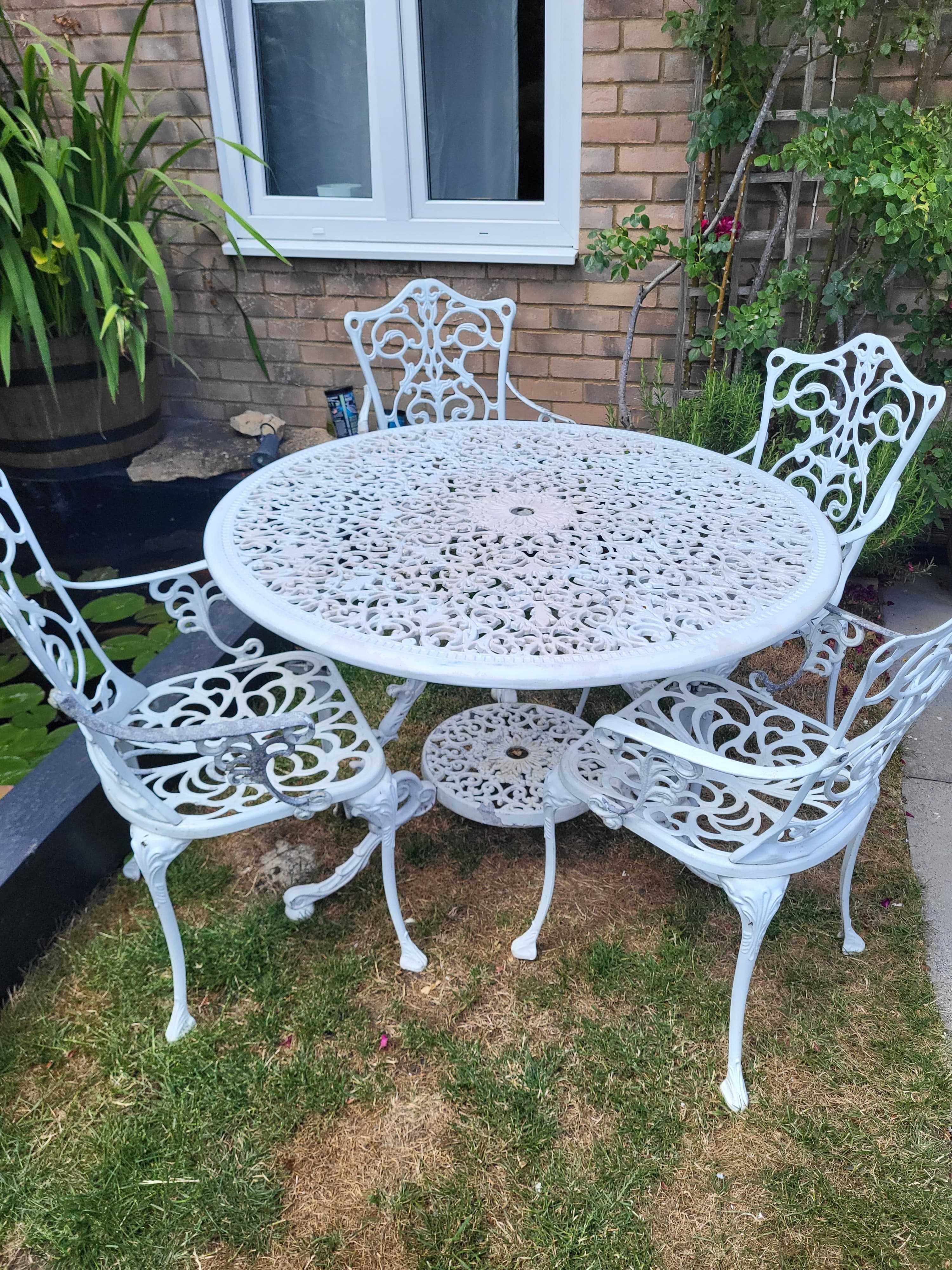 Ogrodowe meble aluminiowe zestaw 4 krzesła + duży stół ,WYSYŁKA