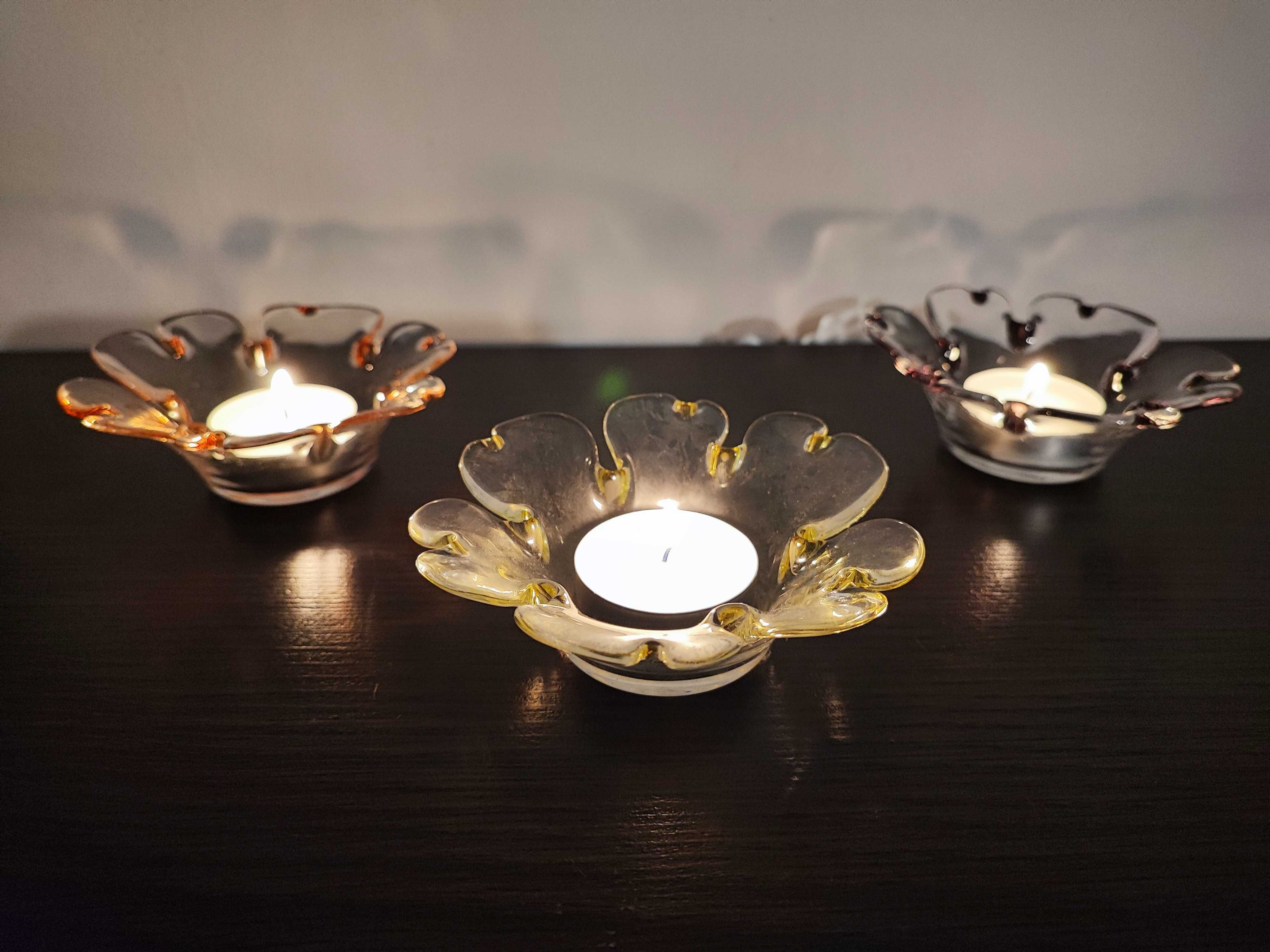 sweden glass orginal candle holders szwedzki  świecznik  kwiat vintage