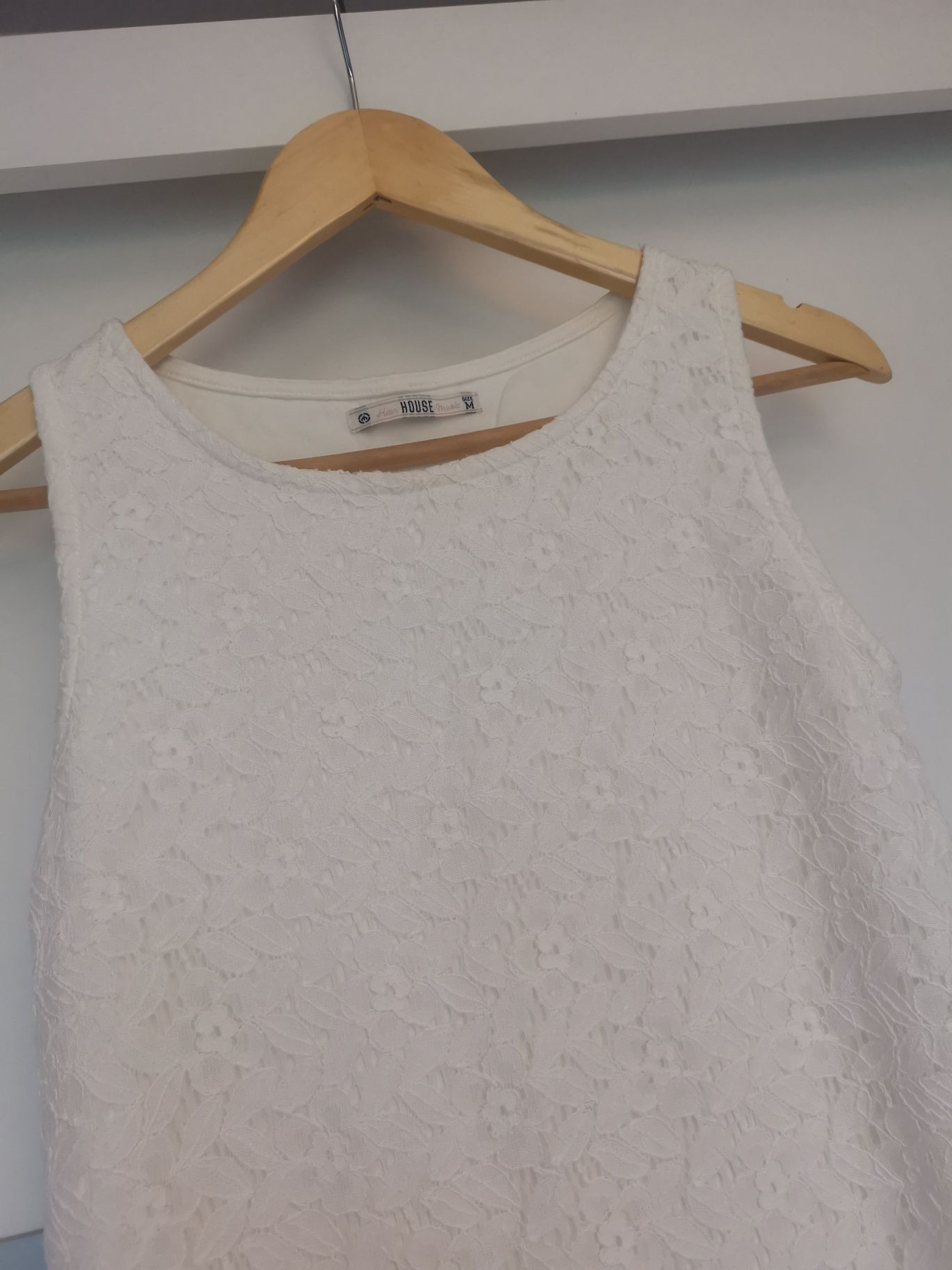 Piękna biała koronkowa sukienka mini LATO bawełna