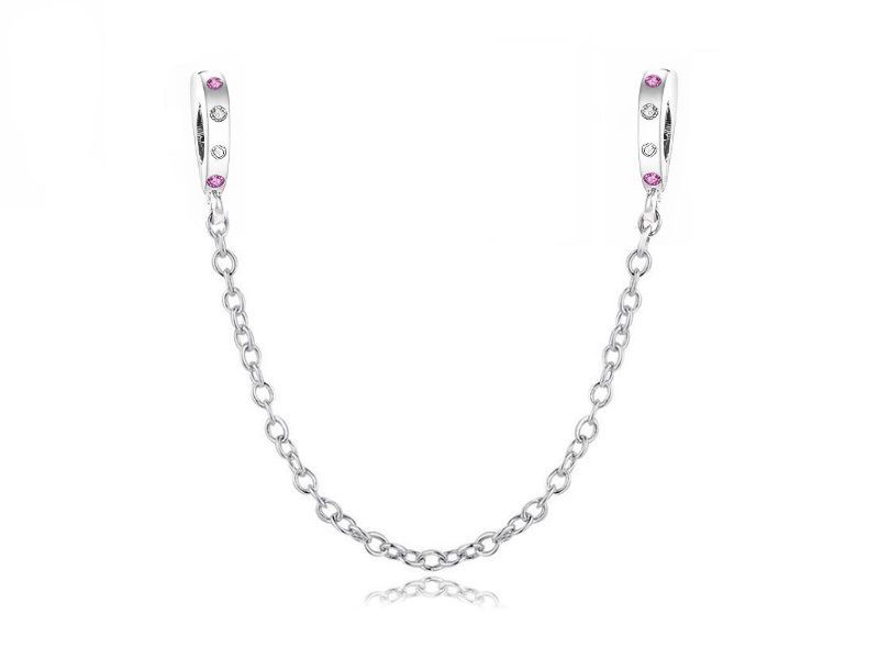 Srebrna Przywieszka Charms Chain Serce Heart Safetychain19A