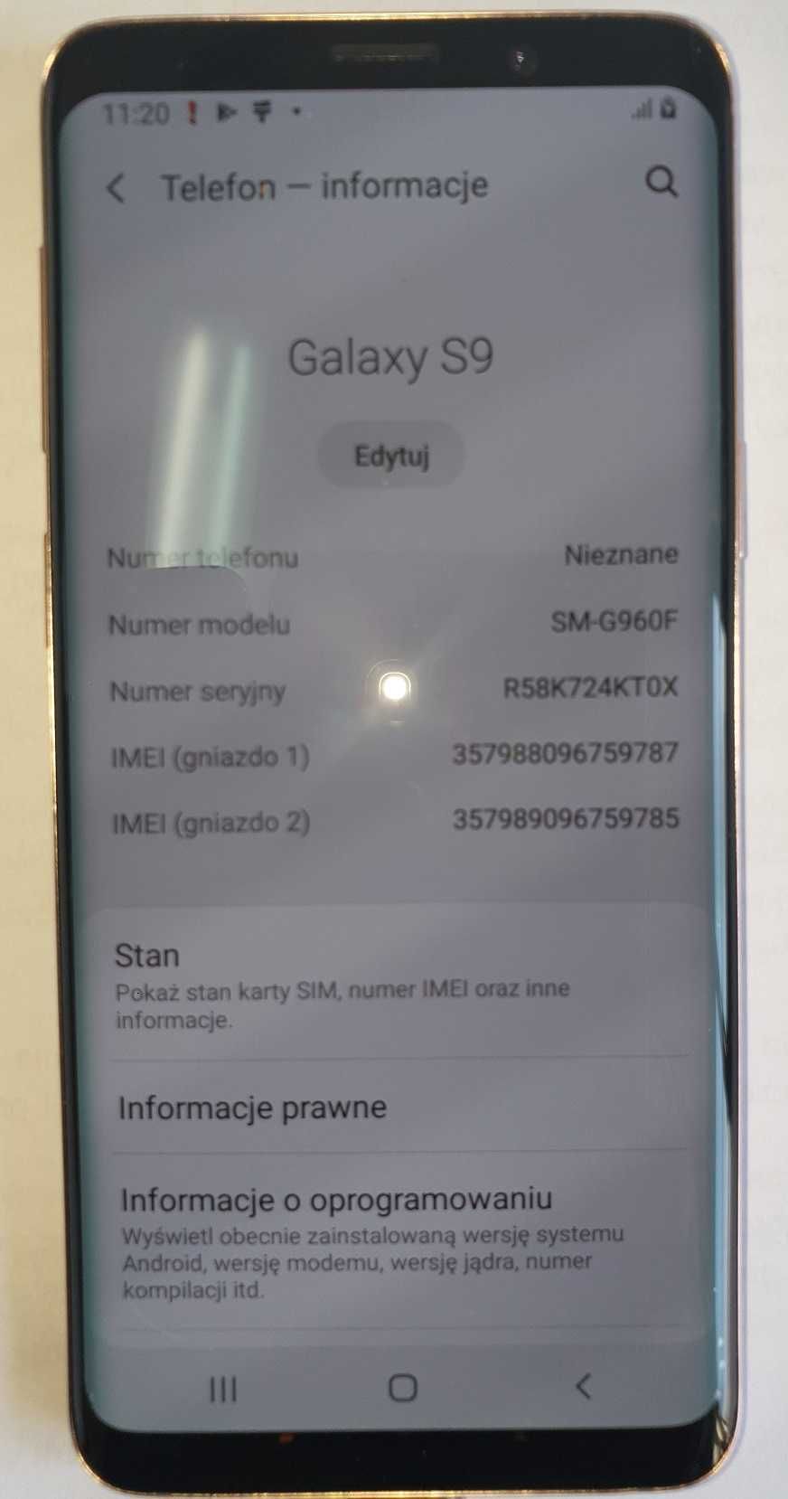 Sprzedam smartfon Samsung Galaxy S9 SM-G960F, DualSim, Złoty, Nie S8