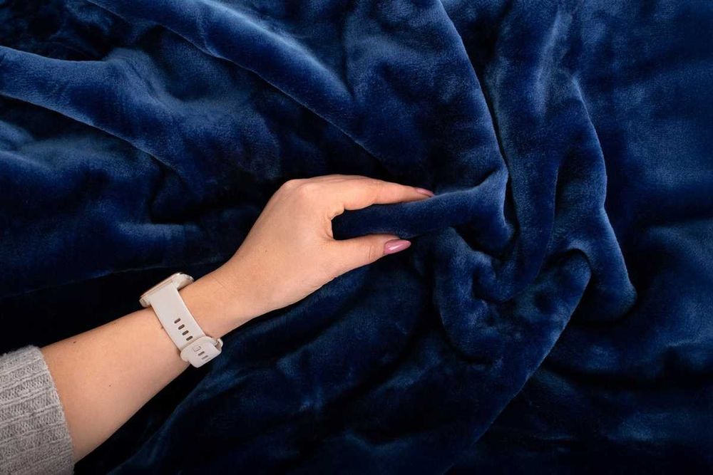 Koc Akrylowy Yasemin 200x220 cm, Gruby, Miękki, Ciepły, Niebieski