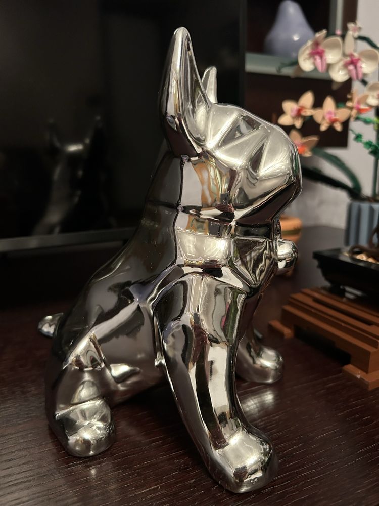 Figurka buldog francuski srebrna