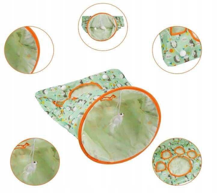 Tunel dla kota składany z piłkami i myszką na sznurku