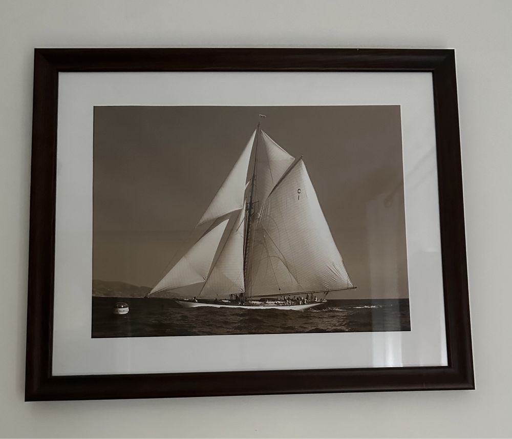 Obraz marynistyczny jacht gafel 50x40 cm rama drewniana