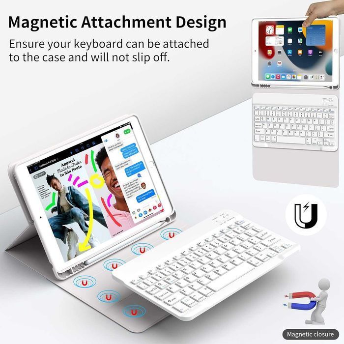 JADEMALL etui klawiatura bluetooth do iPad 9/8/7 10.2 Air 3 Pro 10.5