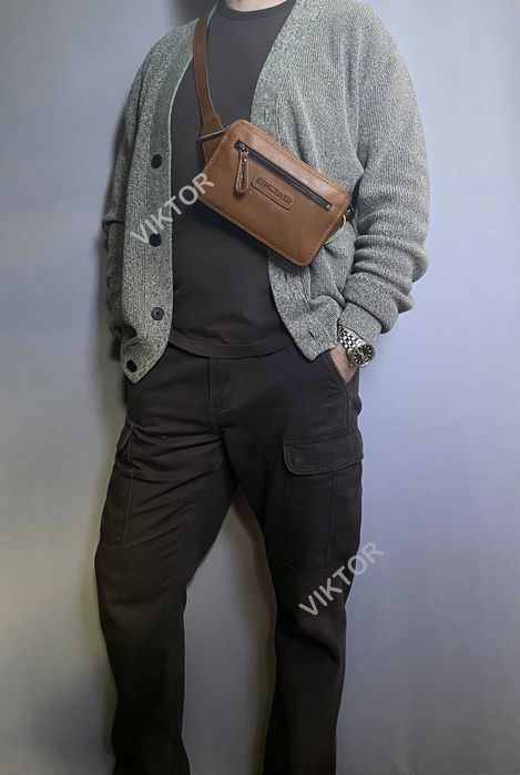 Кожаная сумка-бананка Hill Burry 15095. Германия. Шкіряна сумка