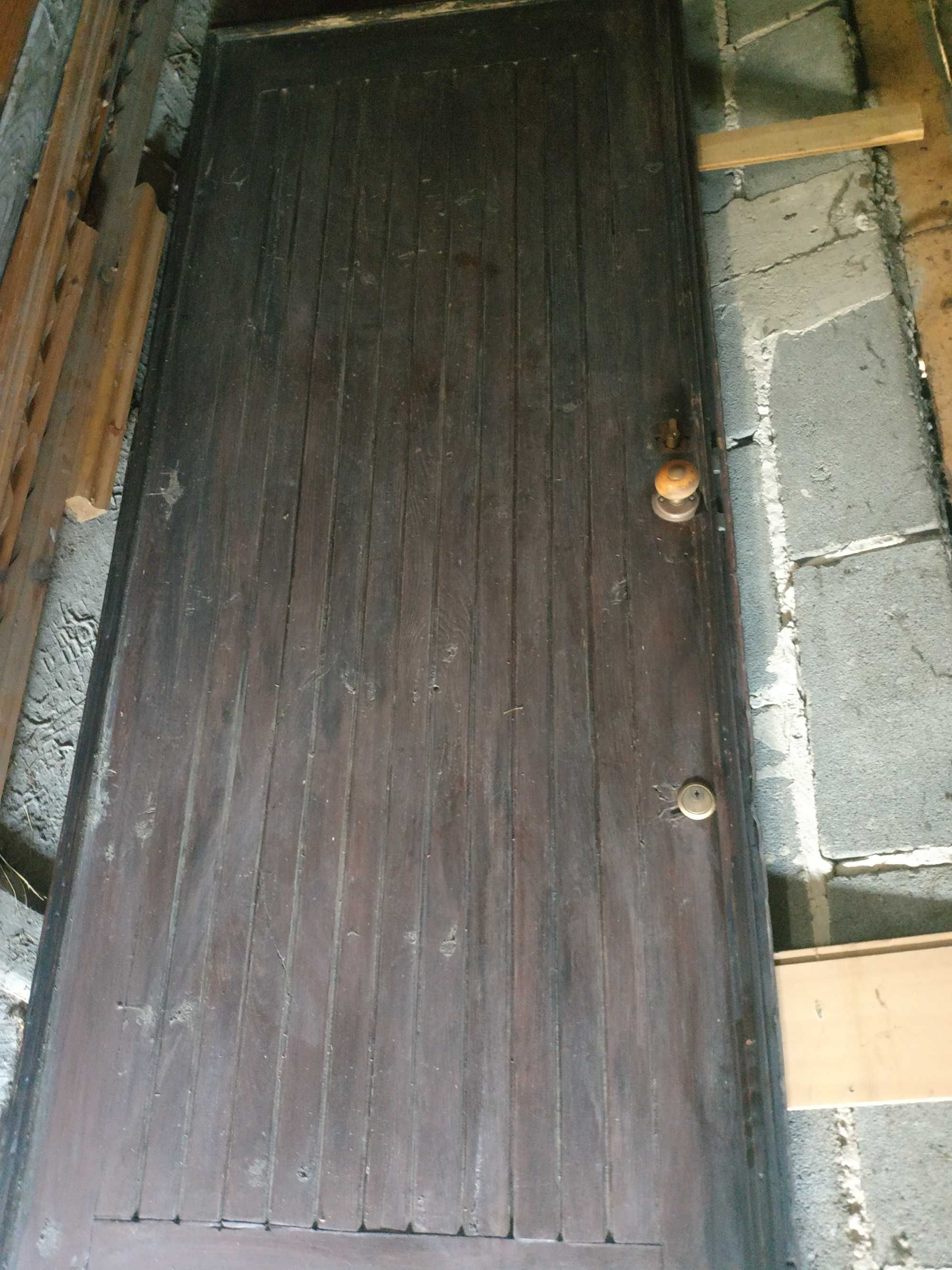 Skrzydła drzwiowe drewniane zewnętrzne 80 cm,gr.4,5 cm lewe