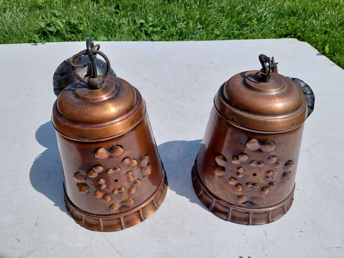2 lampy miedziane rustykalne