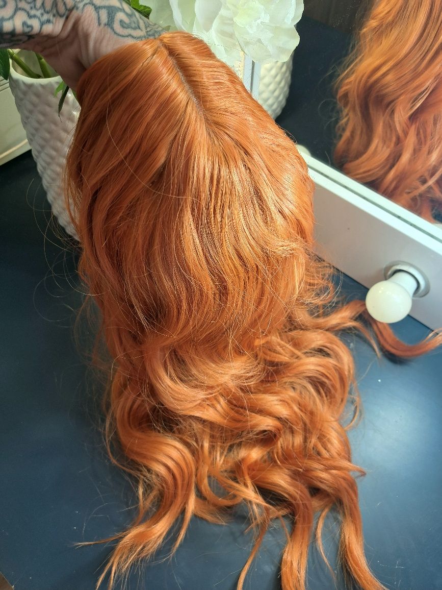 Peruka włos naturalny ruda treski dopinki