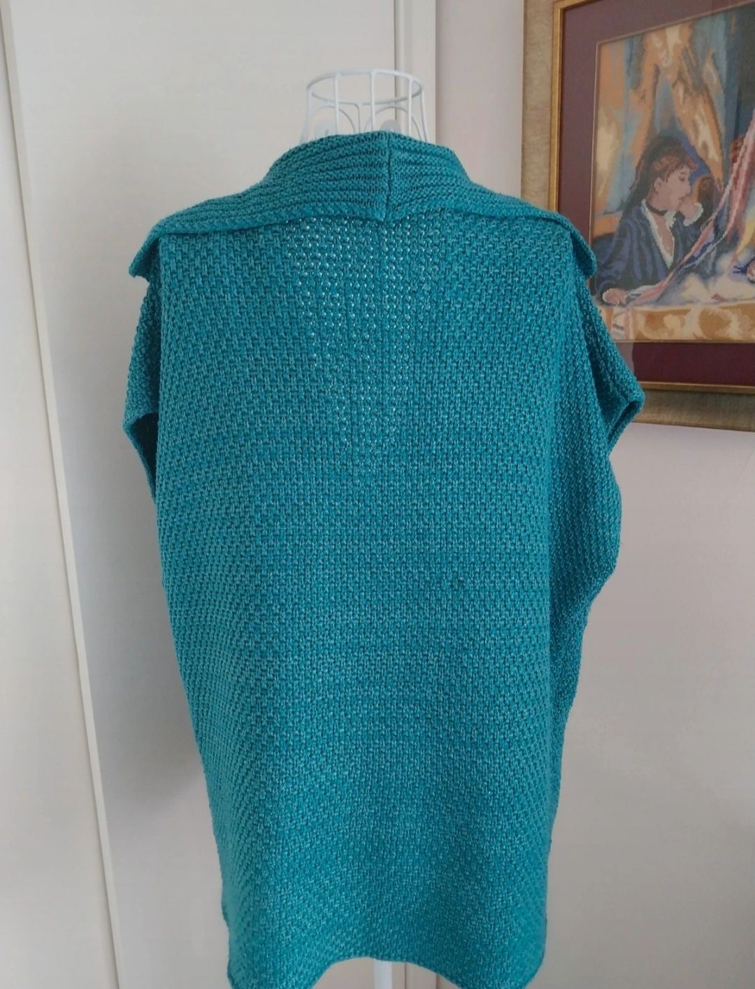 Cardigan azul turquesa | Bonita Germany | Tamanho XL oversize