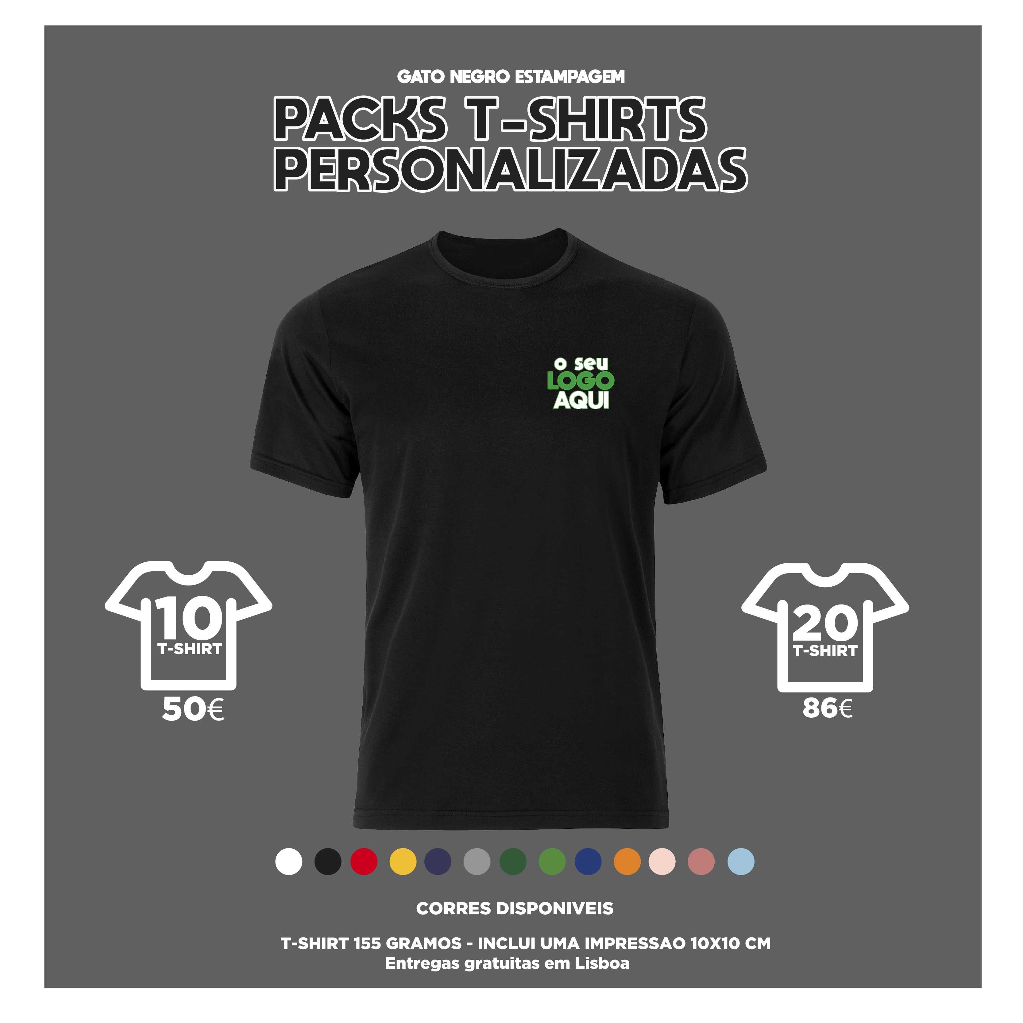 Packs T-Shirts personalizadas 20 unidades Algodão
