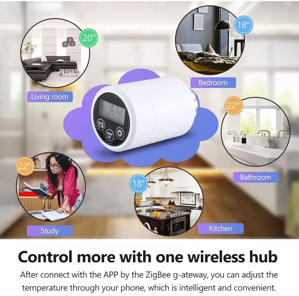 Wengart Zigbee WG366 Termostat grzejnikowy, programowalny TRV