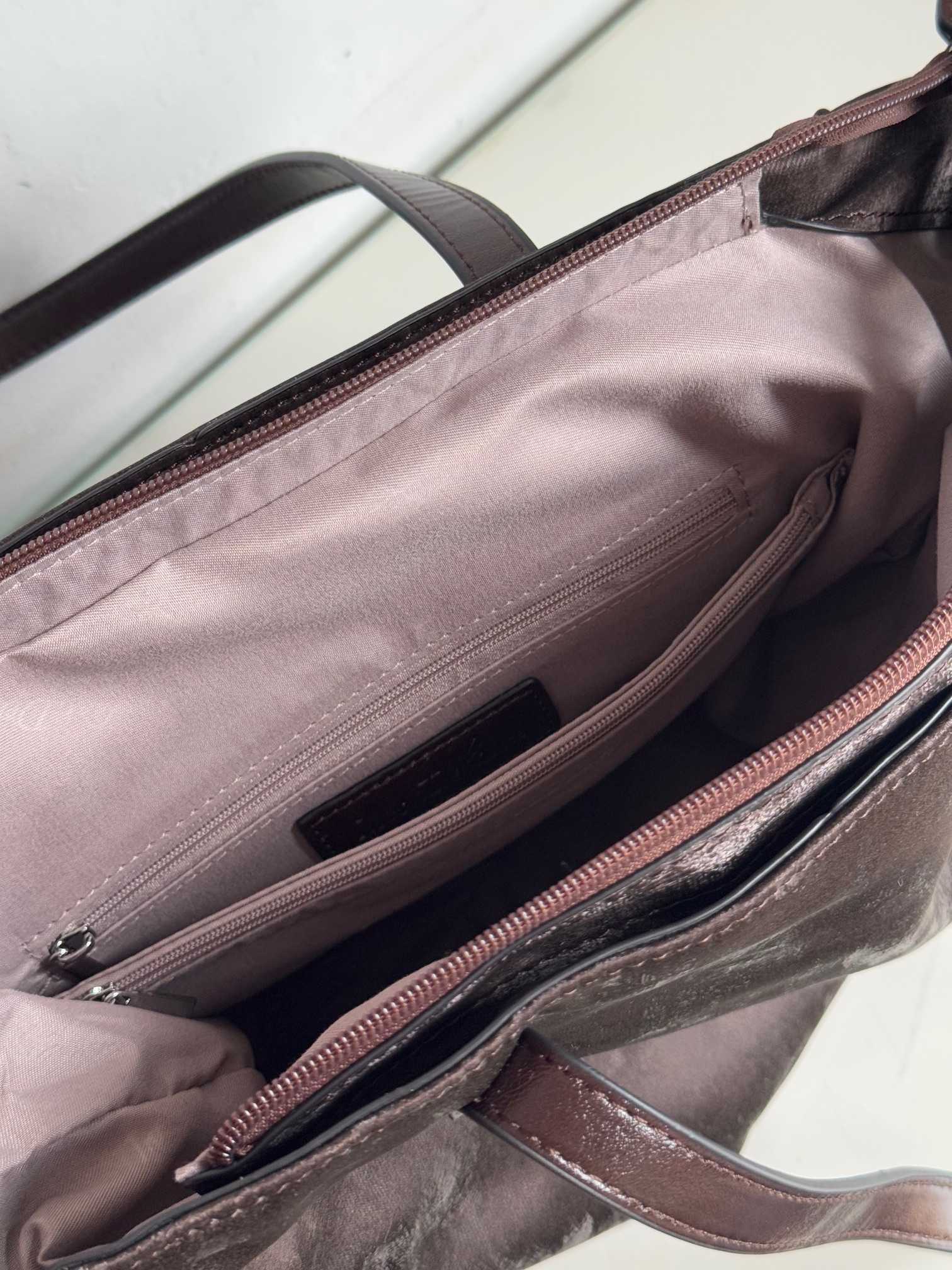 Torebka Ines Delaure torebka shopper brązowa duża miękki materiał