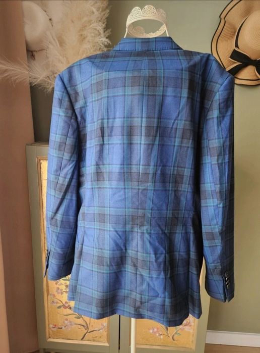 Luksusowa Bielenia Bespoke Marynarka Wełniana Krata Tartan Unisex/Over