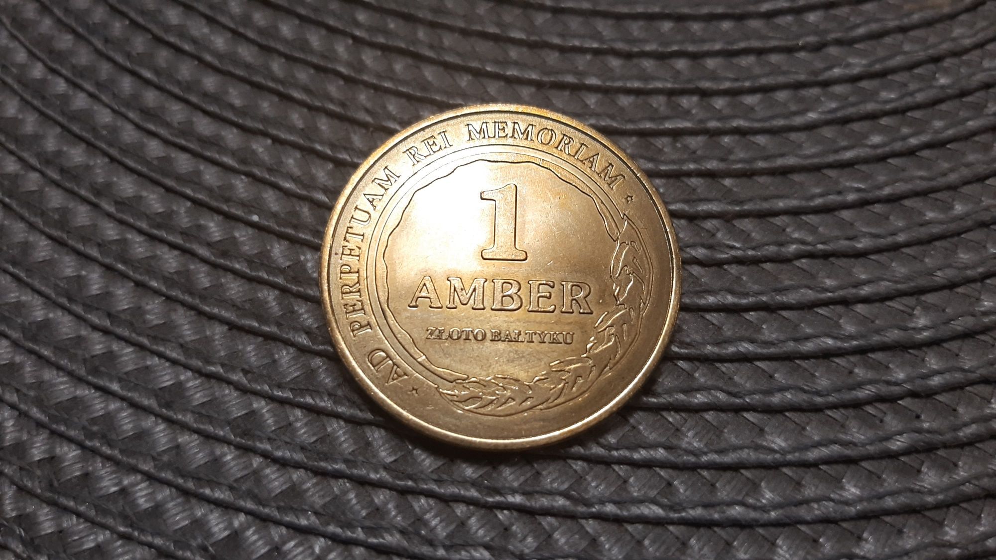 Piękna moneta Szlak Bursztynowy Nadwiślański  1 Amber