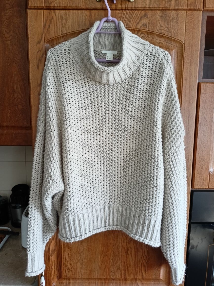 Beżowy sweter oversize H&M M 38