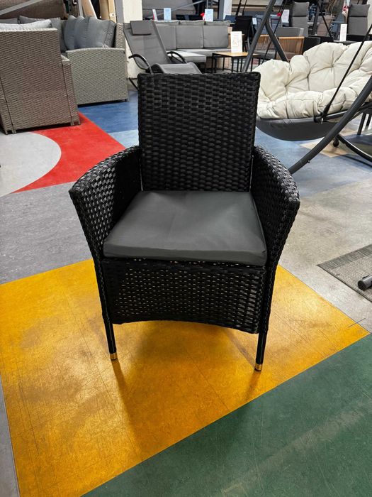 OUTLET! Komplet Krzeseł Ogrodowych Z Technorattanu Czarne Krzesła