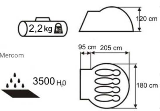 Namiot 3 osobowy 3500mm BIWAK WYCIECZKA