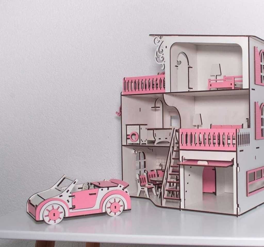 Будинок ігровий для лол з кабріолетом і гаражем 4-кімнати ляльковий