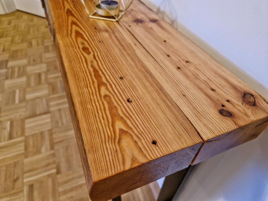 Konsola sosnowa drewniana w stylu loft ręcznie wykonana handmade