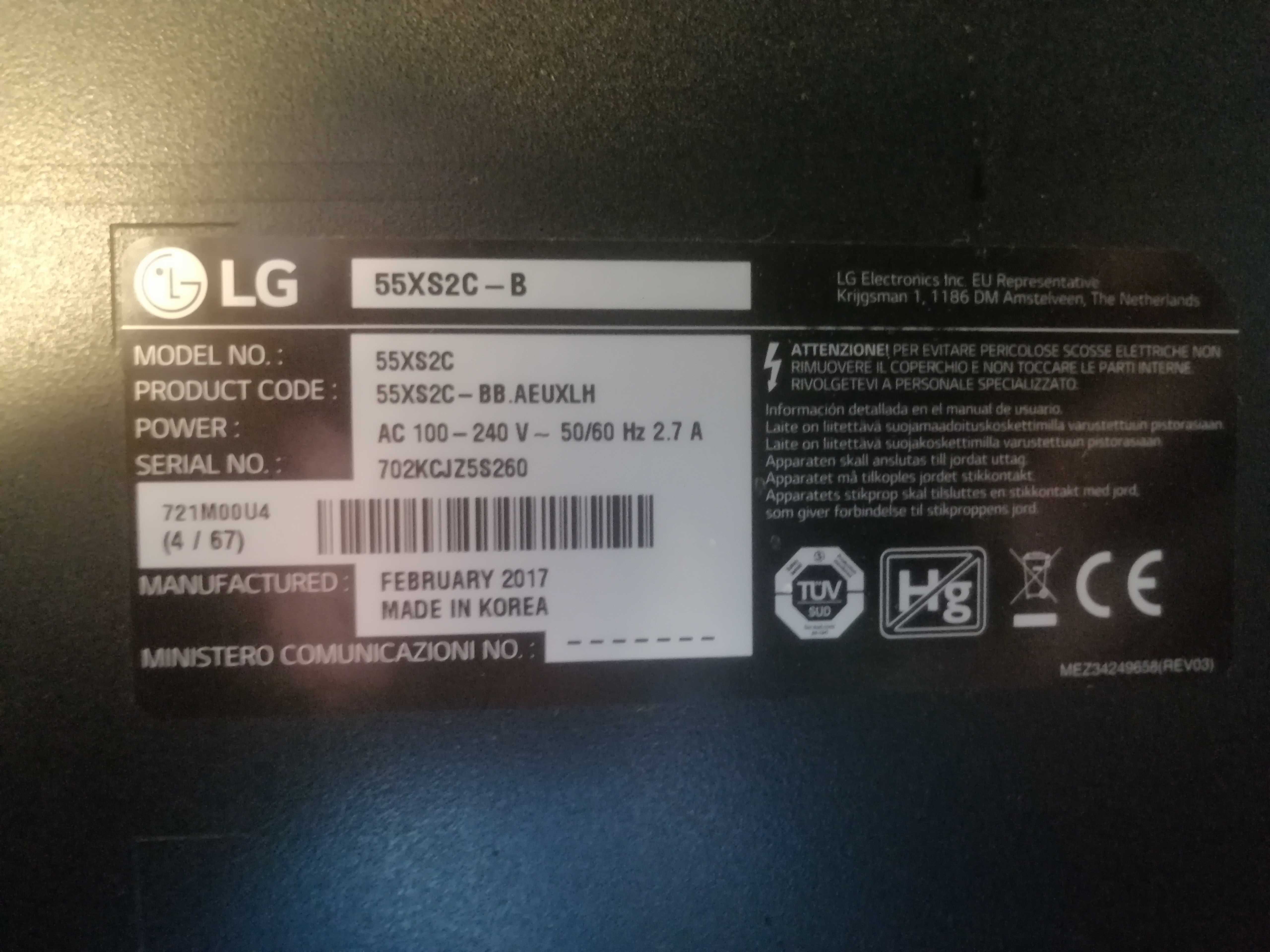 pro Monitor LG 55XS2C-B z 2017r - komplet ZE STATYWEM I TYLNĄ ZABUDOWA