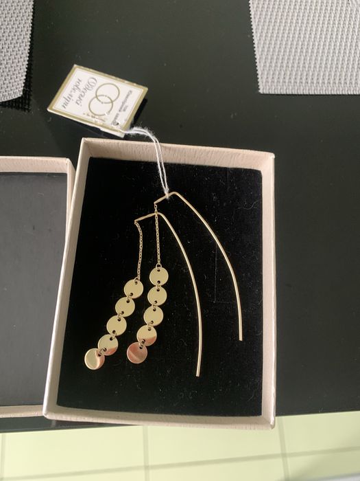 Сережки протяжки, монетки , жовте золото ( лимонне, євроколір)