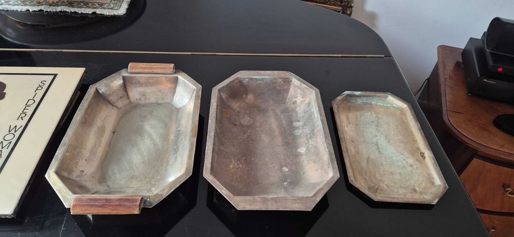 Zestaw patera półmisek srebro posrebrzane plater antyk dekor art deco