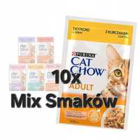 Cat Chow 10x 85g + Gratis, Mix Smaków Saszetki dla Kota Purina Pokarm