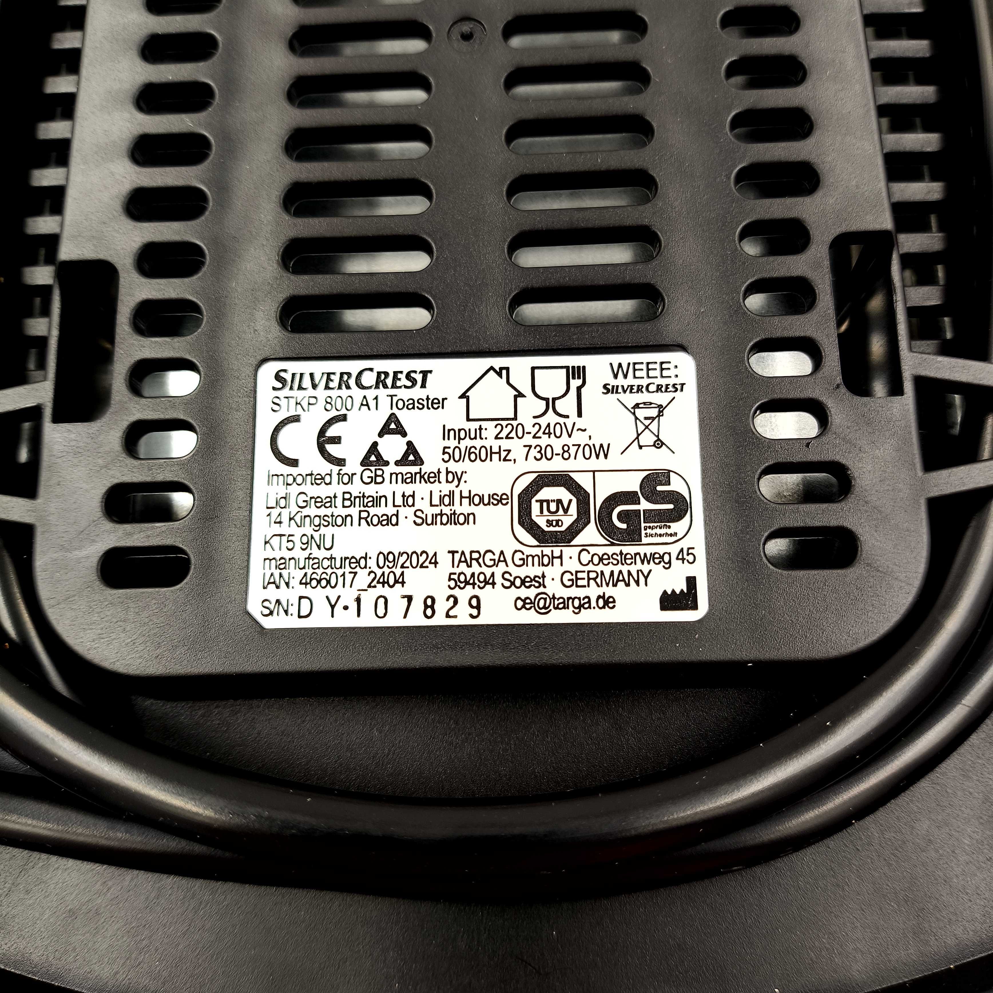 SilverCrest Toster 800 A1 – 800 W czarny dwukomorowy