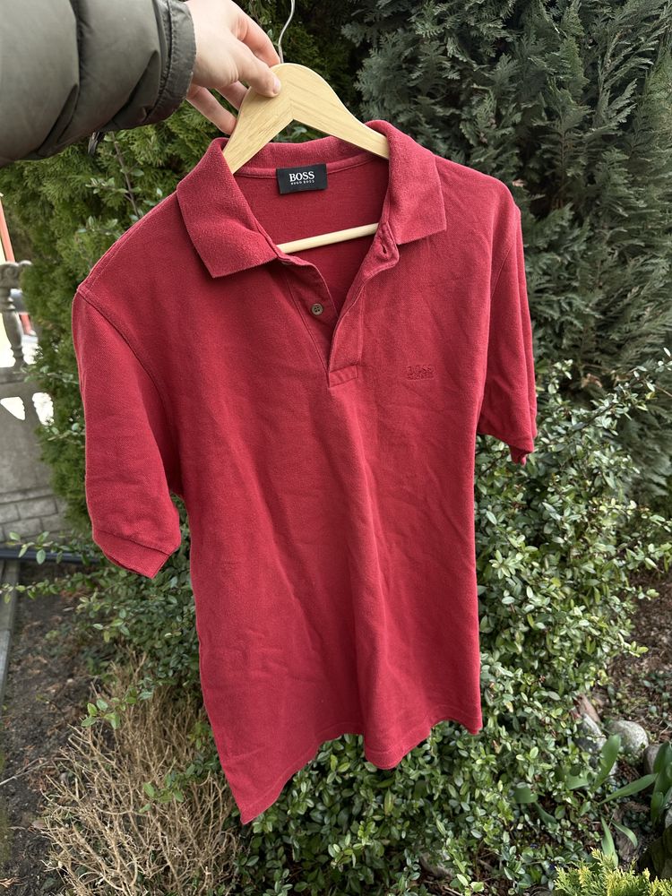 Hugo Boss L czerwona koszulka polo haft logo