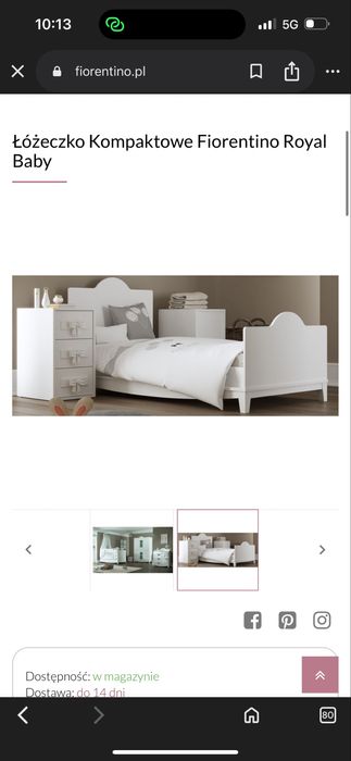 Fiorentino  royal baby łóżeczko 2 w 1 szefeczka biała dla dzieci