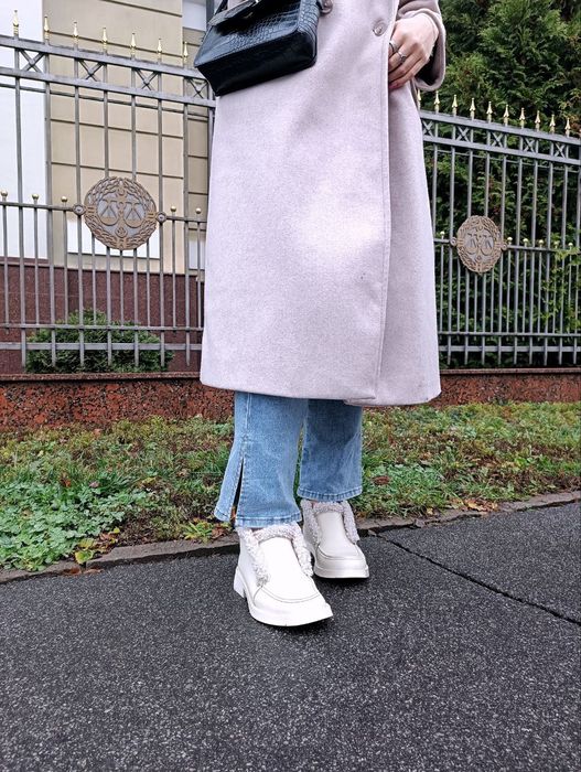 Зимові жіночі шкіряні чоботи лофери з утепленням